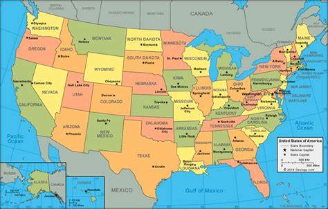 A map of the United States of America.